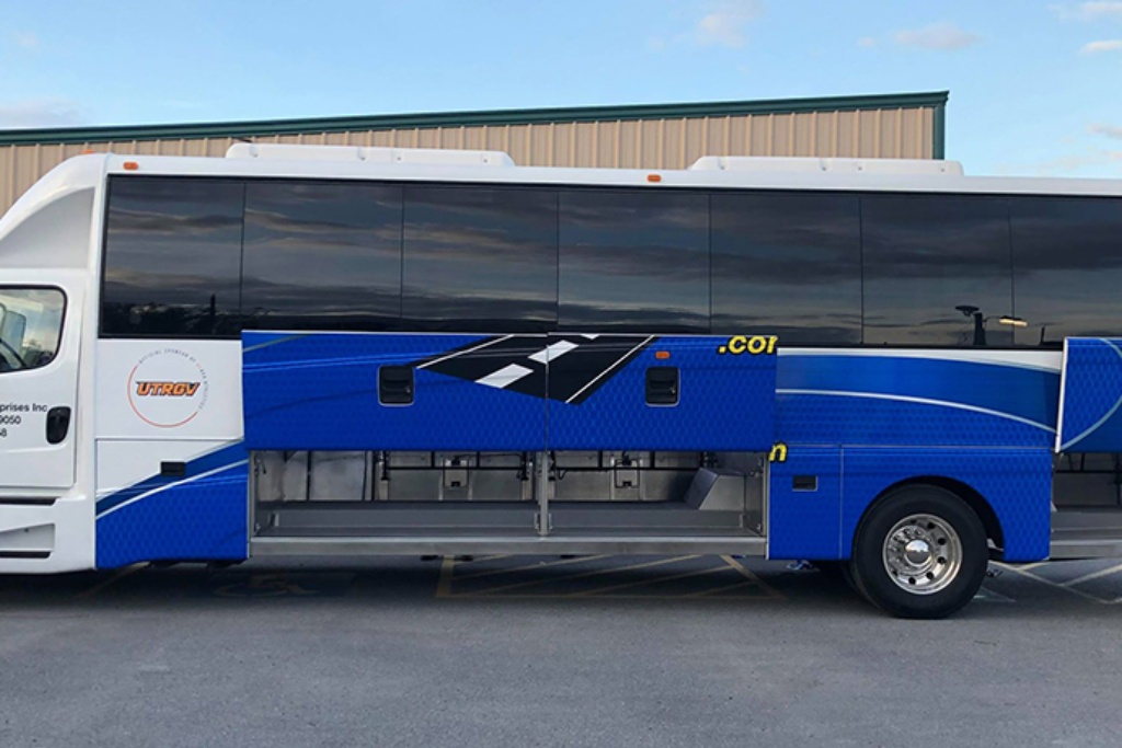 bus luggage compartment in 40 passenger minibus