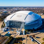 Arlington, TX - December 29, 2023: AT and T Stadium, completed in 2009, is home to the NFL Dallas Cowboys Football Team.